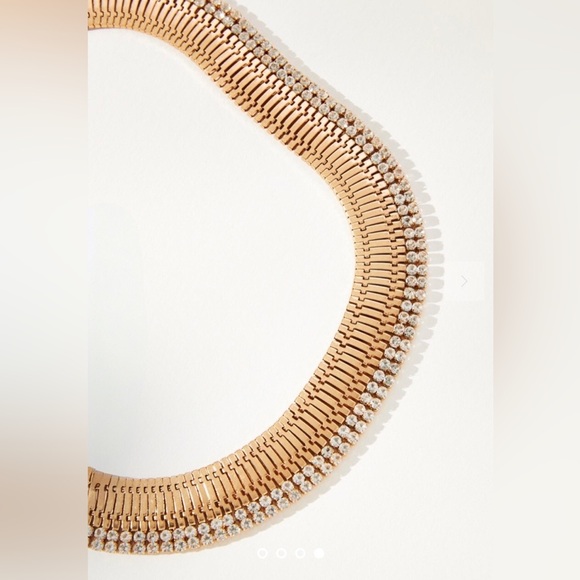 ANTHROPOLOGIE - 14K Gold Plated Wide Pavé Snake Chain Necklace - Picture 5 of 8